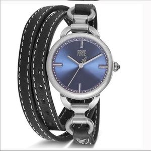 Frye Ilana Black Triple Wrap Leather Watch